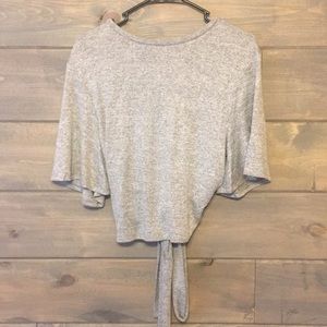 Crop open back tie gap top